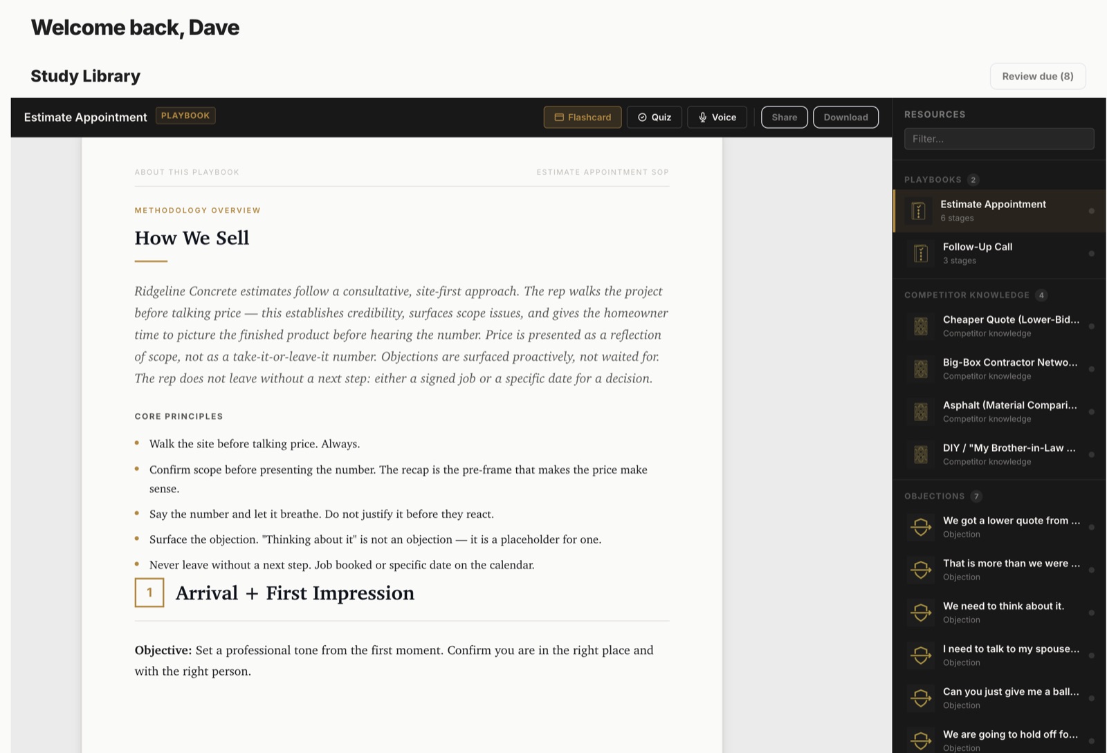 Study Library — Your playbook, teachable
